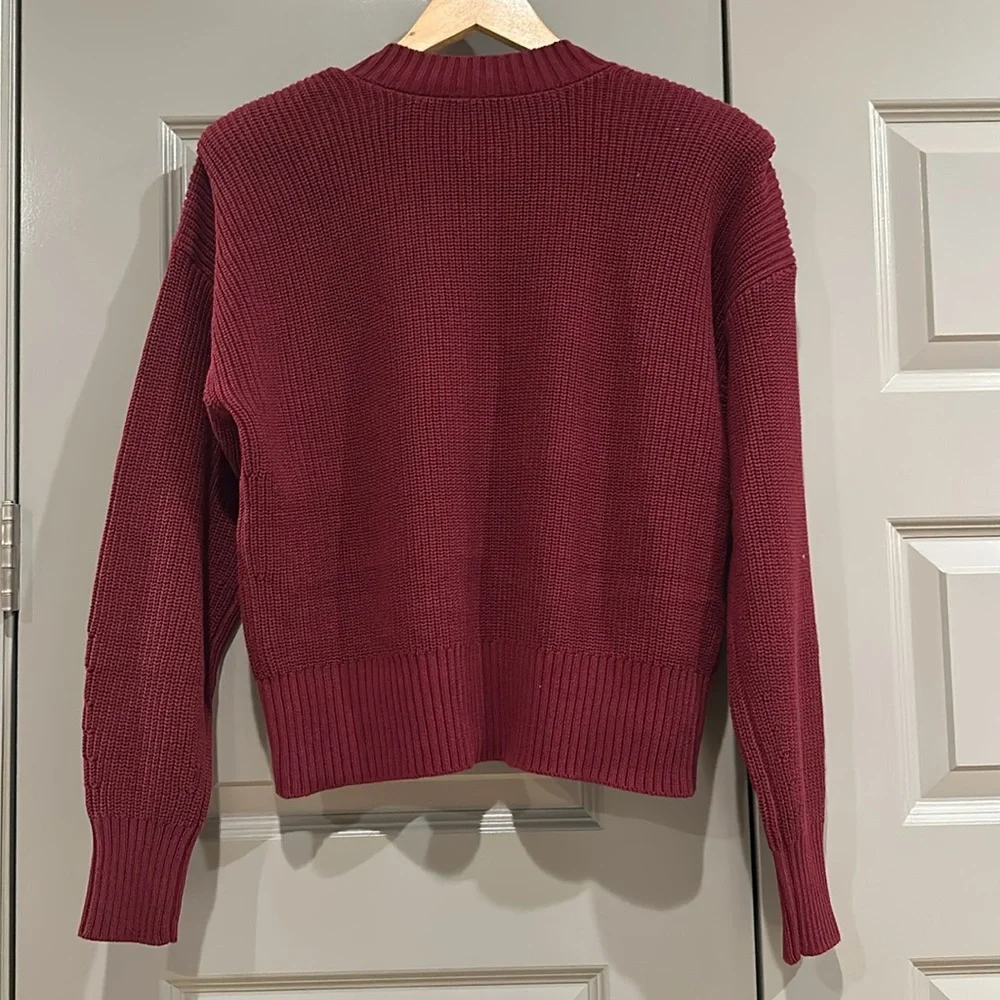 NWT Pistola Camille Strong Shoulder Sweater V Neck Merlot Burgundy Evereve - Picture 4 of 6